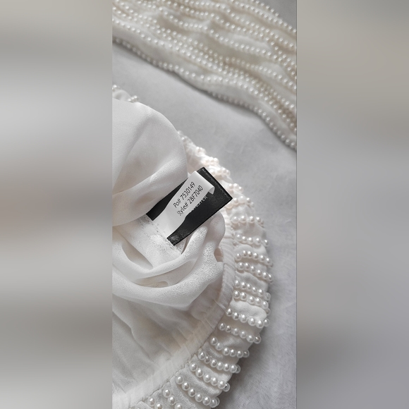 NWOT! Boston Proper Bright White Cardigan Pearl Embellished Women's Top Medium - Picture 4 of 16